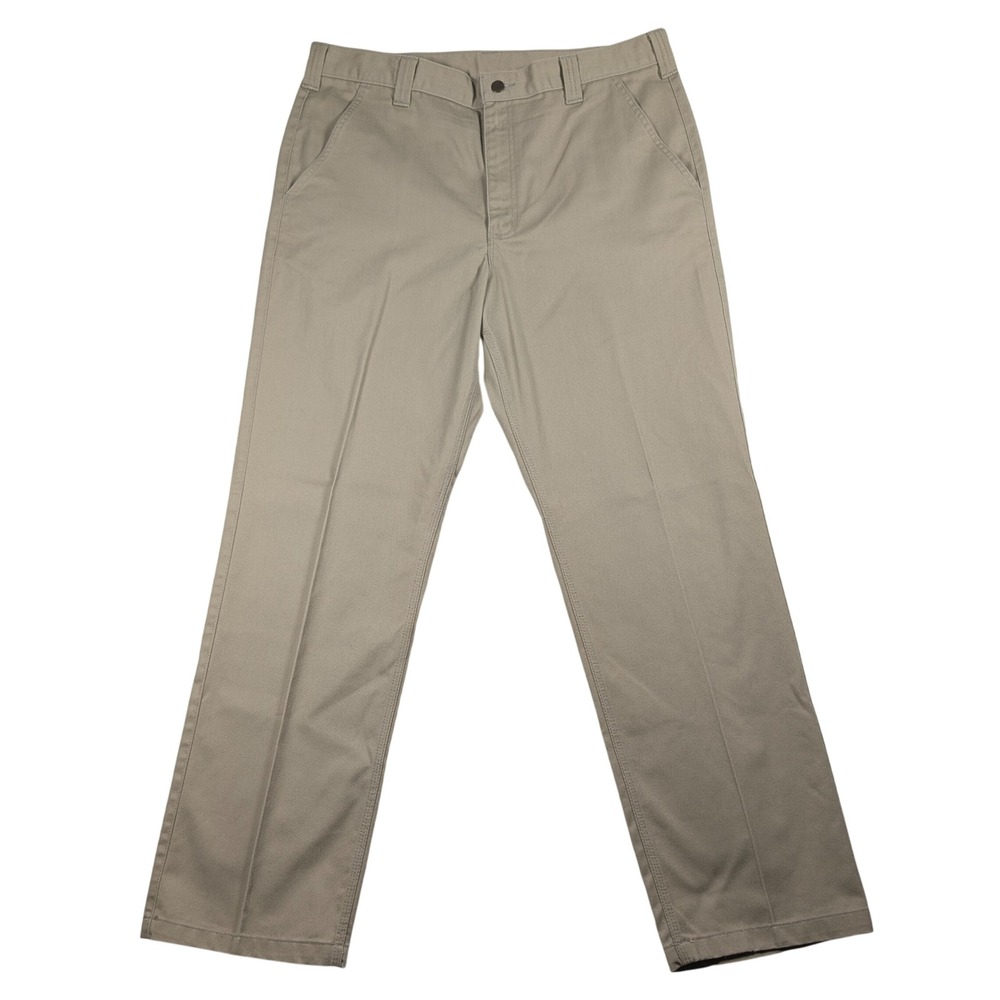 Carhartt Blended Twill Pant Mens 38x34 Khaki B290 KH1 Flat‎ Front Straight Leg